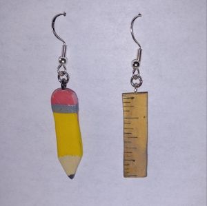 Teacher back to school pencil and ruler earrings